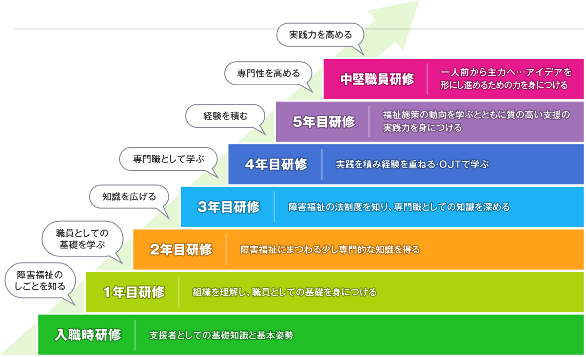 支援員年次別育成モデルグラフ画像